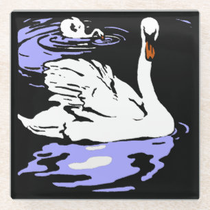 Dessous-de-verre En Verre Bois de la ferme victorienne Animaux Swans
