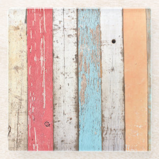 Dessous-de-verre En Verre Bois vintage : Texture criquée multicolore.
