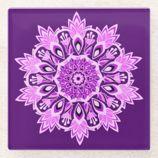 Dessous-de-verre En Verre Boisson Purple Pink Mandala Boho