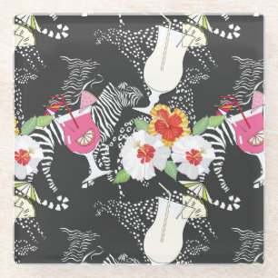 Dessous-de-verre En Verre Boissons tropicales avec des animaux