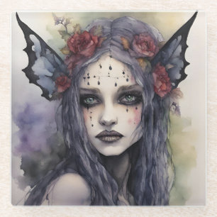 Dessous-de-verre En Verre Boite de conservation de bijoux de visage gothique