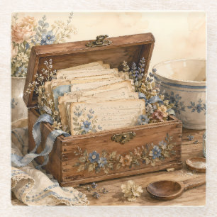 Dessous-de-verre En Verre Boîte de recettes anciennes Cuisine de cottage