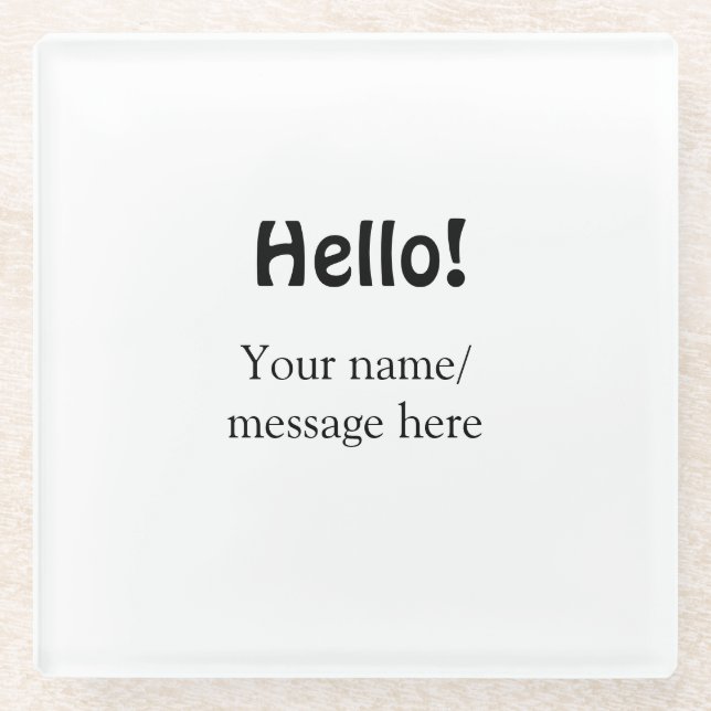 Dessous-de-verre En Verre Bonjour ajouter un message de nom simple minimum é (Devant)