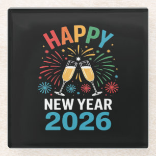 Dessous-de-verre En Verre Bonne année 2026 Party drôle Nouvel An 2026
