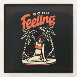 Dessous-de-verre En Verre Bonne sensation Surfer Girl