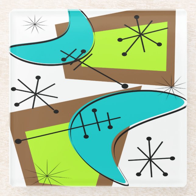 Dessous-de-verre En Verre Boomerang Design inspiré par l'ère atomique Sandst (Devant)