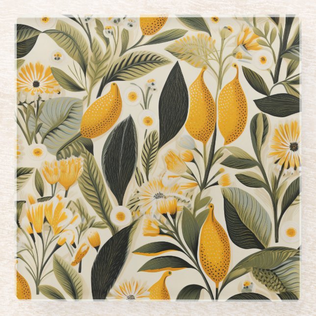 Dessous-de-verre En Verre Bosquet botanique de citron (Devant)