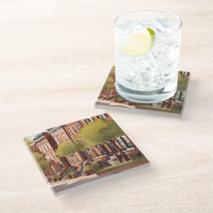 Dessous-de-verre En Verre Boston Brownstones   Beacon Street Aquarelle