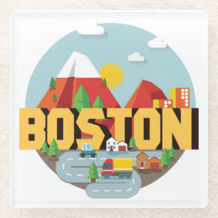 Dessous-de-verre En Verre Boston comme destination