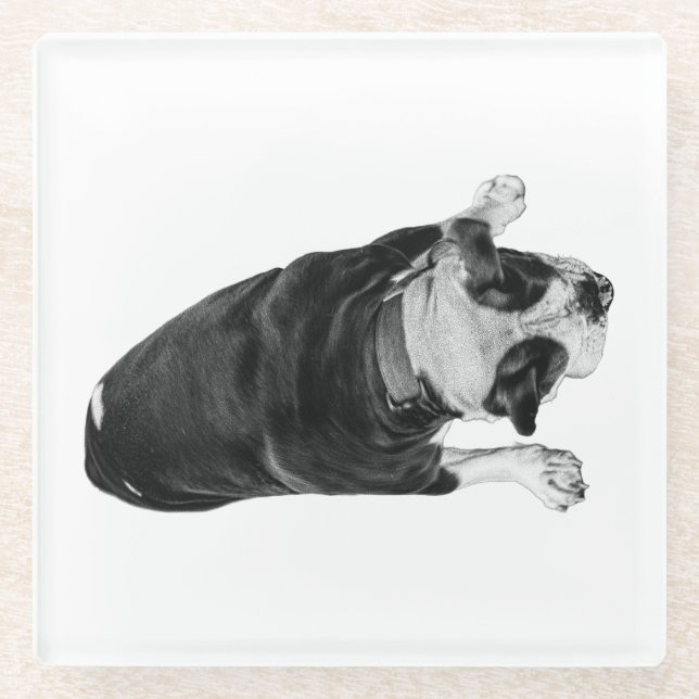 Dessous-de-verre En Verre Bouledogue avec Expression Joyeuse (Devant)