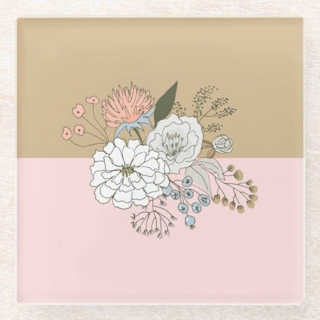 Dessous-de-verre En Verre Bouquet de colorbloc moderne (Devant)