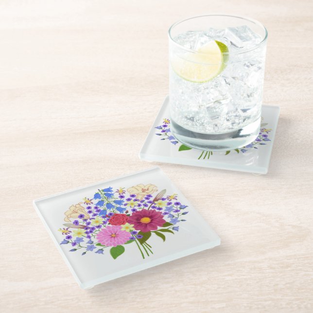 Dessous-de-verre En Verre Bouquet de fleurs (Incliné)