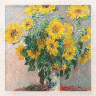 Dessous-de-verre En Verre Bouquet of Sunflowers by Monet Impressionist