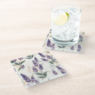 Dessous-de-verre En Verre Bouquets de lavande aquarelle botanique floral pou