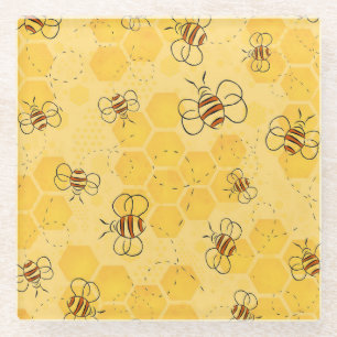 Dessous-de-verre En Verre Bourdonnement d'abeilles Abeilles à miel Mignonnes
