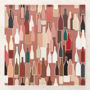 Dessous-de-verre En Verre Bouteilles de vin, couleurs terre, arrière - plan 