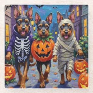 Dessous-de-verre En Verre Bouvier des Flandres Trick-or-Treating Halloween