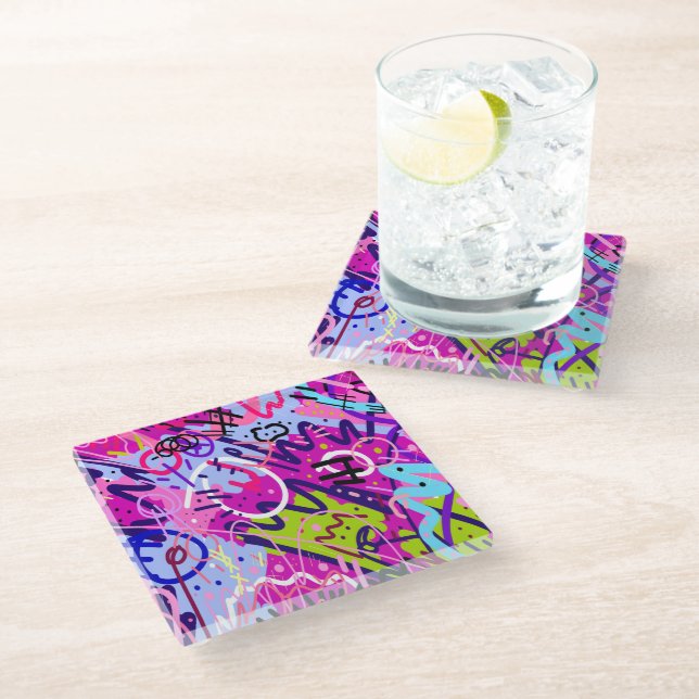 Dessous-de-verre En Verre Break Out Star : Art Abstrait (Incliné)