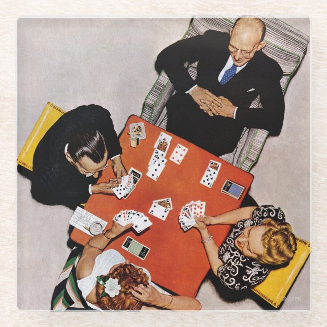 Dessous-de-verre En Verre Bridge Game par Norman Rockwell (Devant)