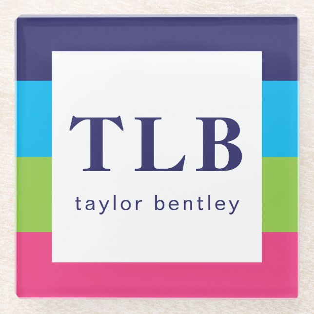 Dessous-de-verre En Verre Bright Rugby Stripes Dessous de verre Monogrammes  (Devant)