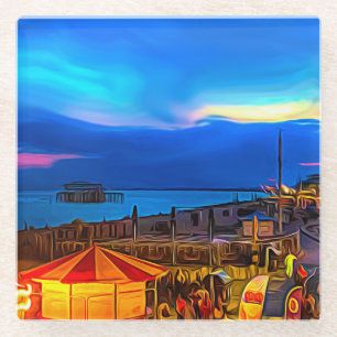 Dessous-de-verre En Verre Brighton et Hove Beach & Sunset Digital Painting