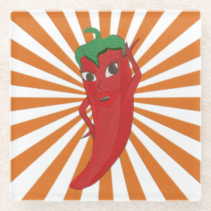 Dessous-de-verre En Verre Broderie Red Hot Pepper Diva Faux