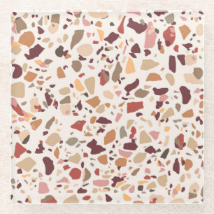 Dessous-de-verre En Verre Brown terrazzo : vintage, motif à la mode.