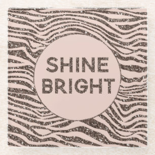 Dessous-de-verre En Verre Brûler la chair Chocolat Brown Zèbre Parties scint