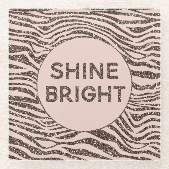 Dessous-de-verre En Verre Brûler la chair Chocolat Brown Zèbre Parties scint (Devant)