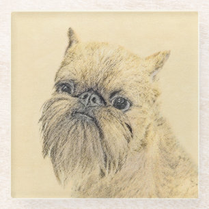 Dessous-de-verre En Verre Bruxelles Griffon Peinture - Cute Original Chien A