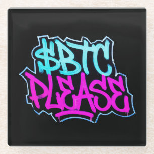 Dessous-de-verre En Verre "$BTC S'il vous plaît" (Style 1)