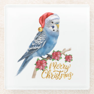 Dessous-de-verre En Verre Budgie Christmas