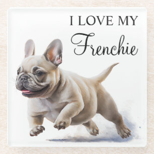 Dessous-de-verre En Verre Bulldog français personnalisé à l'aquarelle