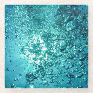 Dessous-de-verre En Verre Bulles de la mer bleue