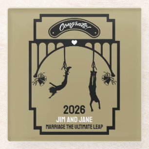 Dessous-de-verre En Verre Bungee Jumping Mariage cadeau
