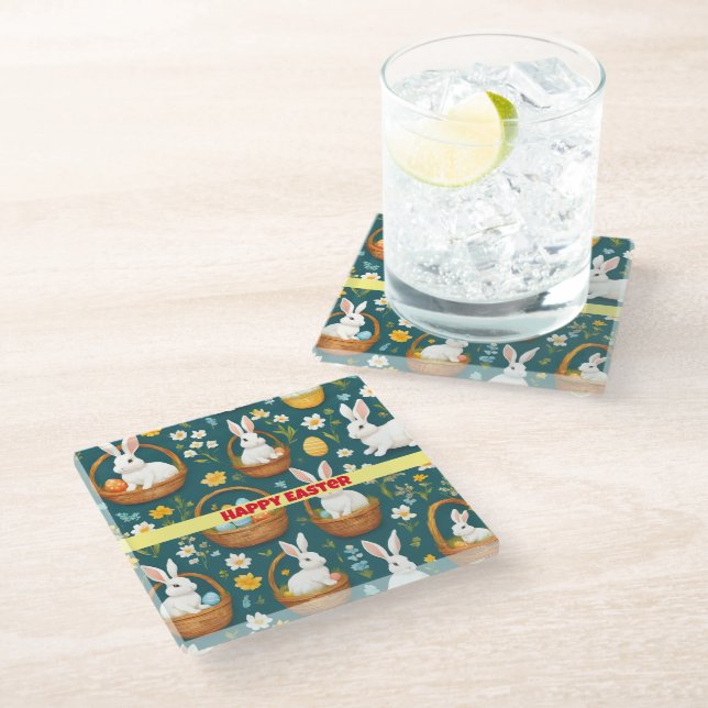 Dessous-de-verre En Verre Bunny Pâques Collection moderne (Incliné)