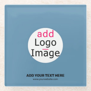 Dessous-de-verre En Verre Business Chic Promo personnalisable Dusty Blue