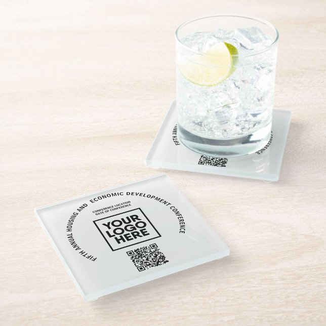 Dessous-de-verre En Verre Business Conference Custom Logo QR Code  (Créateur téléchargé)