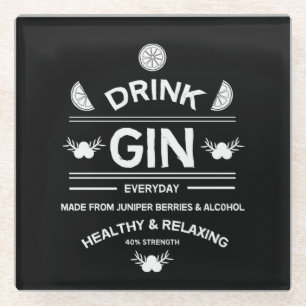 Dessous-de-verre En Verre Buveurs de Gin Amour du Gin Décoration Maison