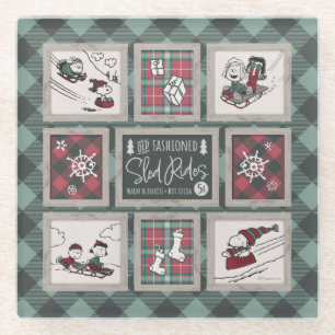 Dessous-de-verre En Verre cacahuètes Ancien Motif de traîneau