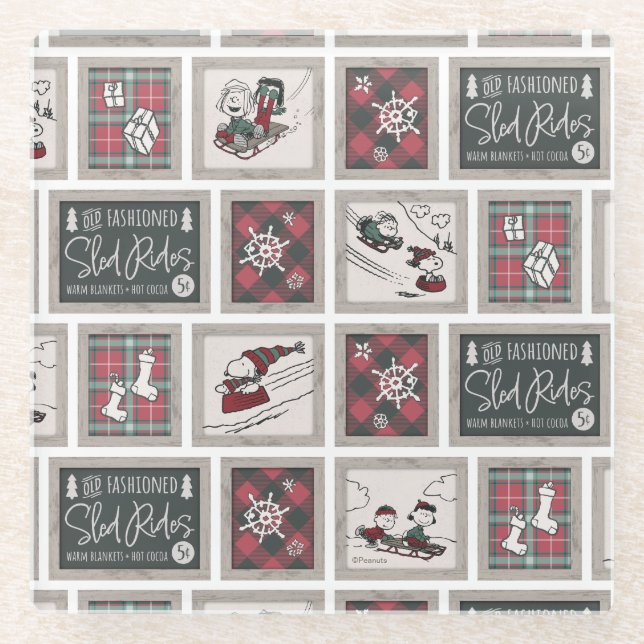 Dessous-de-verre En Verre cacahuètes | Ancien Motif de traîneau (Devant)