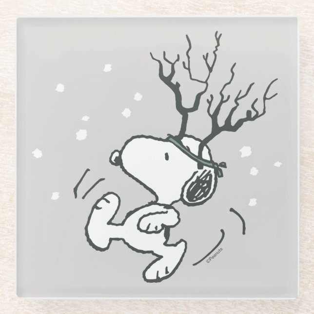 Dessous-de-verre En Verre cacahuètes | Snoopy Reindeer (Devant)