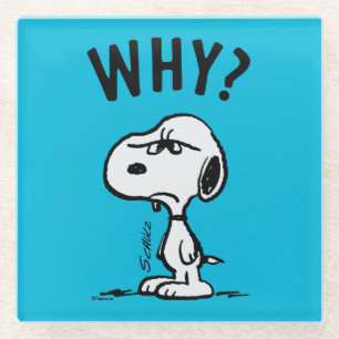 Dessous-de-verre En Verre cacahuètes   Snoopy Se Demande Pourquoi ?
