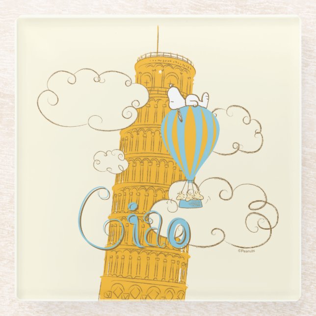 Dessous-de-verre En Verre cacahuètes | Snoopy & Woodstock Ciao (Devant)