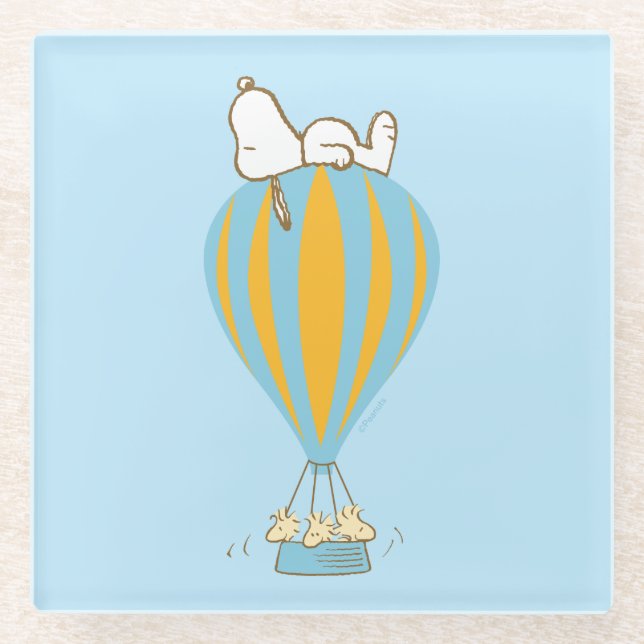 Dessous-de-verre En Verre cacahuètes | Snoopy & Woodstock Hot Air Balloon (Devant)
