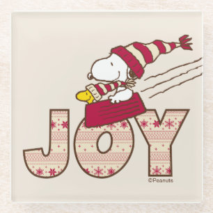 Dessous-de-verre En Verre cacahuètes   Snoopy & Woodstock Joy Sled Ride