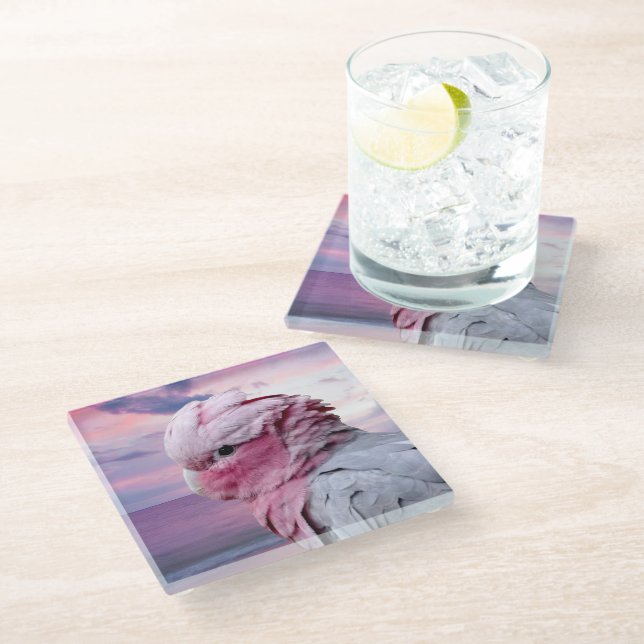 Dessous-de-verre En Verre Cacatoès de Galah (Incliné)