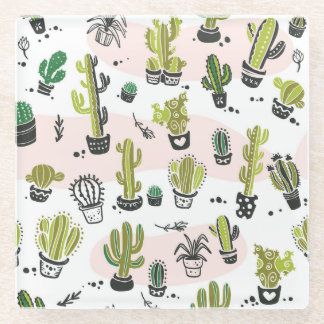 Dessous-de-verre En Verre Cactus à main : vintage sans soudure.