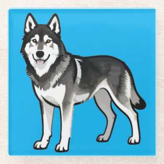 Dessous-de-verre En Verre Cadeau de chien Husky de dessin animé noir blanc s