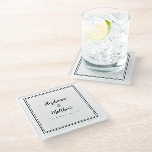 Dessous-de-verre En Verre Cadeau de mariage personnalisé pour couple Noir & 